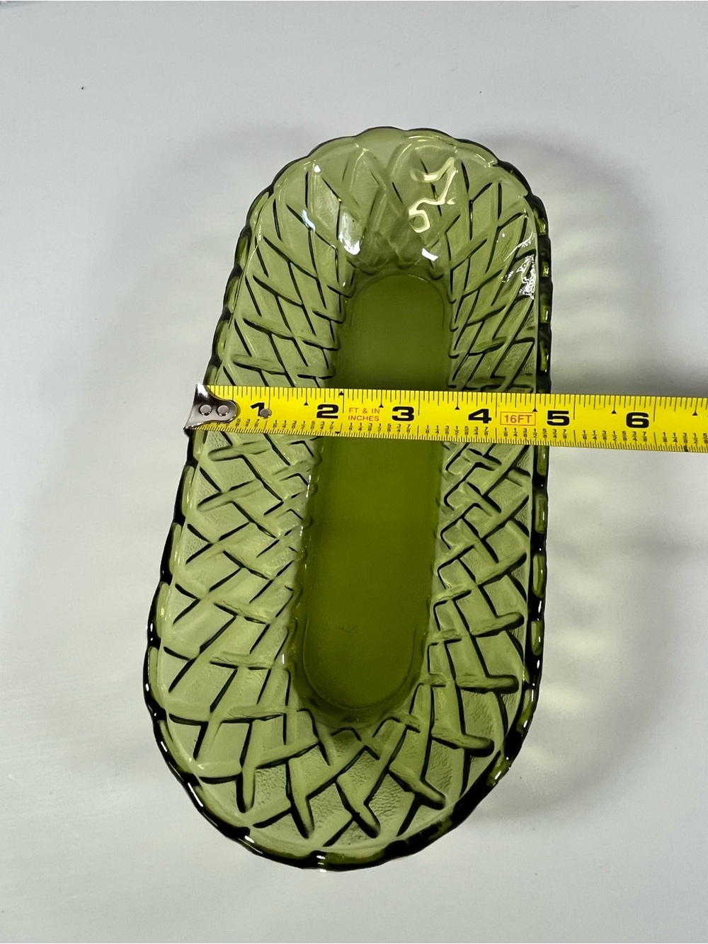 Indiana Glass Olive Green Pressed Glass Serving Dish - Picture 5 of 5